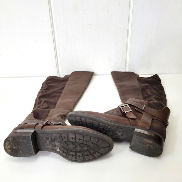 Vince Camuto Paton Brown Leather Knee-High Riding Boots - Picture 6 of 11